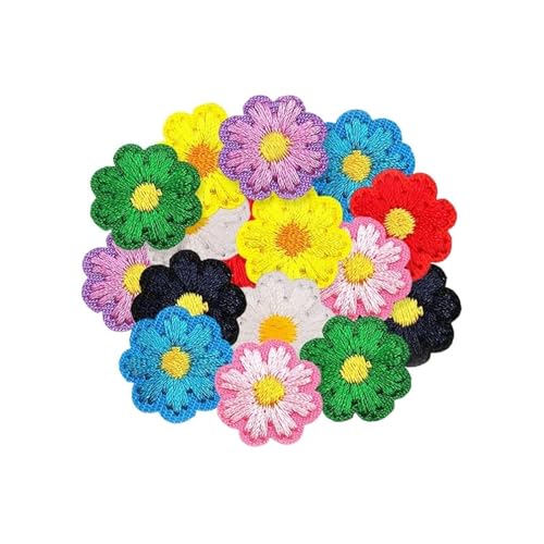 JHSDHYD Bügel Patches 16 Stück Blumen bestickte Aufnäher for Kleidung, kleine Streifen, Stoffe, for Aufbügeln, Großpackung, Nähsets(Y159350-16pcs) von JHSDHYD