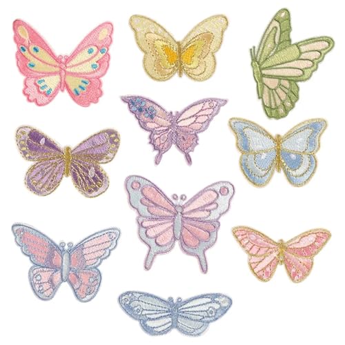 JHSDHYD Bügel Patches 2 stücke Farben Schmetterling Stickerei Patches for Kleidung Applikationen Telefon Fall Ledger Exquisite Dekorative Aufkleber Liefert(Butterfly patch06) von JHSDHYD