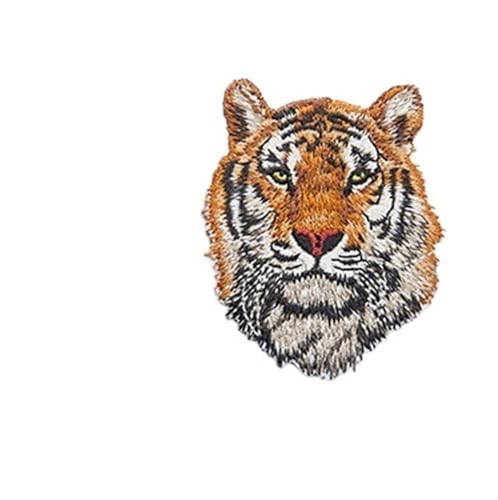 JHSDHYD Bügel Patches 3 stücke Leopard Tiger Löwe Wolf Stickerei Eisen Auf Patches for Kleidung Applique DIY Hut Mantel Kleid Zubehör Tuch Aufkleber Tier(06 Tiger) von JHSDHYD