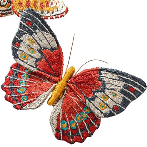 JHSDHYD Bügel Patches Anfänger Schmetterling Stickerei Kits mit Reifen DIY Hand Brosche Stickerei Kit Nähen Handgemachte Handarbeiten Kreuzstich Set Dekor(Embroidery Kit-I) von JHSDHYD