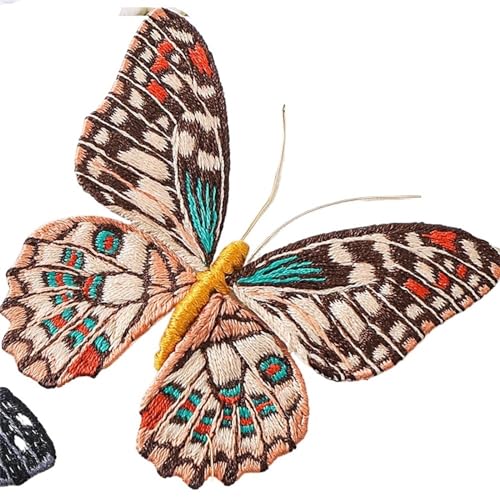 JHSDHYD Bügel Patches Anfänger Schmetterling Stickerei Kits mit Reifen DIY Hand Brosche Stickerei Kit Nähen Handgemachte Handarbeiten Kreuzstich Set Dekor(Embroidery Kit-J) von JHSDHYD