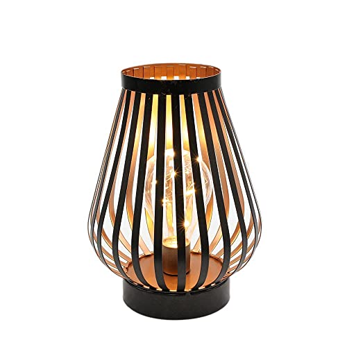 JHY DESIGN Metal Cage LED Lantern Battery Powered 8.7in Cordless Accent Light with LED Edsion Style Bulb Great for Weddings Parties Patio Events for Indoors Outdoors von JHY DESIGN