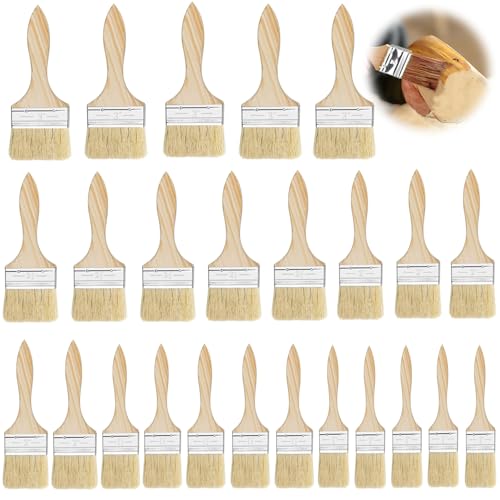 30 Stück Holz Pinsel Set, 25mm 35mm 50mm 60mm 75mm Breit Malerpinsel Profi, Pinselset, Lackierpinsel, Acryl Lackierpinsel, für Farbe Lack Beizen Klebstoff Lasuren DIY Malerbedarf zum Streichen von JHZXing