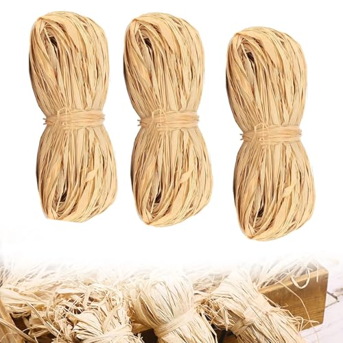 Bast Raffia 150g, Ribbon Raffia Grass, Raffiabast Bindebast, Weben Floristen Raffia, zum Basteln, Weben und Gärtnern, für Deko Geschenk Karton Pakete von JIAAXYC