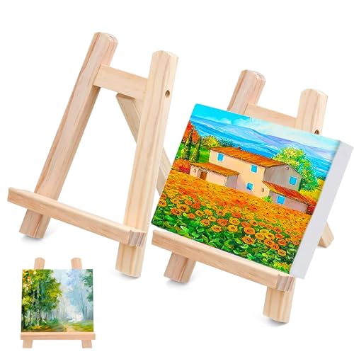 JIAAXYC Staffeleien, 2 Stück Mini-Holzstaffelei, Kleine Tischstaffelei, Staffelei aus Holz, Schreibtisch-Staffelei, für Visitenkarten, Fotoalben, Tischdekorationen, 15x20cm von JIAAXYC