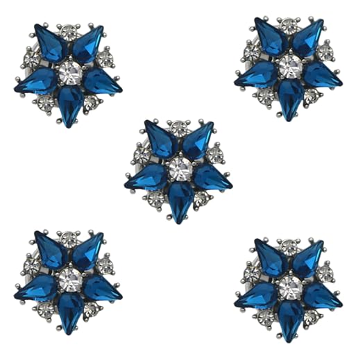 Knopfabdeckungen Strass, Blume Kristallknöpfe, Knopfabdeckungen Mit Kristall Strass, Abnehmbare Hemdknopf Clips, Schmuckknöpfe, Knopfabdeckungen Damen (Blue) von JIABAOZ