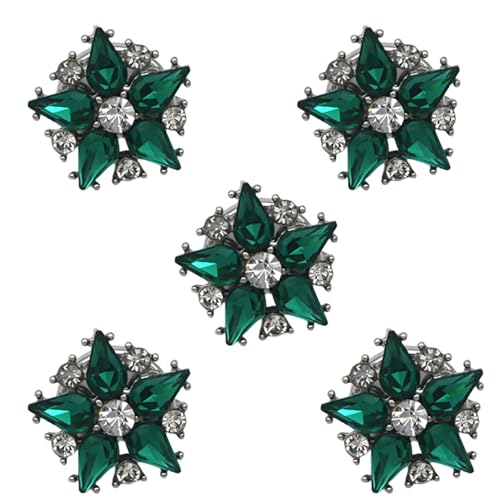 Knopfabdeckungen Strass, Blume Kristallknöpfe, Knopfabdeckungen Mit Kristall Strass, Abnehmbare Hemdknopf Clips, Schmuckknöpfe, Knopfabdeckungen Damen (Green) von JIABAOZ