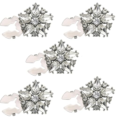 Knopfabdeckungen Strass, Blume Kristallknöpfe, Knopfabdeckungen Mit Kristall Strass, Abnehmbare Hemdknopf Clips, Schmuckknöpfe, Knopfabdeckungen Damen (White) von JIABAOZ