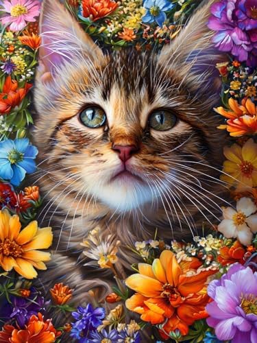 5D Diamond Painting Set 30x40 cm Diamond Painting Kits Blume, Katze Vollbohrer Diamant Malerei Bilder Arts, DIY Crystal Strass Stickerei Painting Diamant Malerei Kit als Geschenk für Home Décor D-0 von JIAGUANG