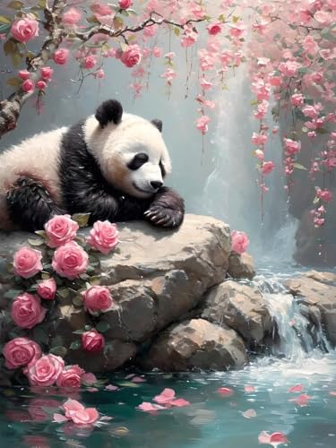 5D Diamond Painting Set 70x90 cm Diamond Painting Kits Blume, Panda Vollbohrer Diamant Malerei Bilder Arts, DIY Crystal Strass Stickerei Painting Diamant Malerei Kit als Geschenk für Home Décor Q-0 von JIAGUANG