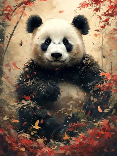 5D Diamond Painting Set 90x120 cm Diamond Painting Kits Retro, Panda Vollbohrer Diamant Malerei Bilder Arts, DIY Crystal Strass Stickerei Painting Diamant Malerei Kit als Geschenk für Home Décor P-4 von JIAGUANG