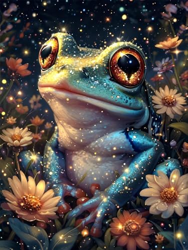 Diamond Painting Erwachsene Groß, 5D Diamond Painting Blume, Vollbohrer Diamant Malerei Cross Stickerei Kits, DIY Diamond Painting Frosch Bilder Kinder Mosaikherstellung für Room Decor 100x130 cm C-7 von JIAGUANG