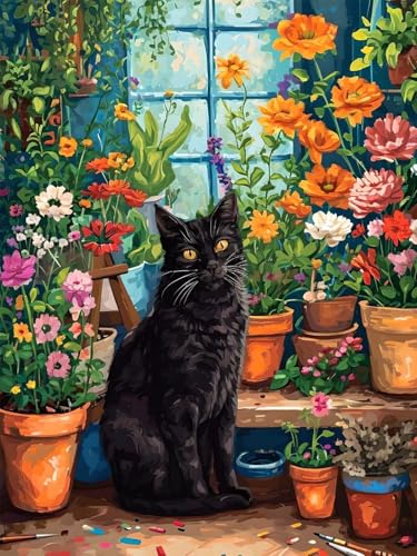 Diamond Painting Erwachsene Groß, 5D Diamond Painting Blume, Vollbohrer Diamant Malerei Cross Stickerei Kits, DIY Diamond Painting Katze Bilder Kinder Mosaikherstellung für Room Decor 100x130 cm F-7 von JIAGUANG