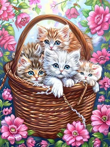 Diamond Painting Erwachsene Groß, 5D Diamond Painting Blume, Vollbohrer Diamant Malerei Cross Stickerei Kits, DIY Diamond Painting Katze Bilder Kinder Mosaikherstellung für Room Decor 40x50 cm Z-7 von JIAGUANG