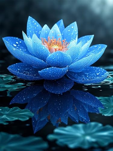 Diamond Painting Erwachsene Groß, 5D Diamond Painting Blume, Vollbohrer Diamant Malerei Cross Stickerei Kits, DIY Diamond Painting Lotus Bilder Kinder Mosaikherstellung für Room Decor 40x50 cm U-7 von JIAGUANG