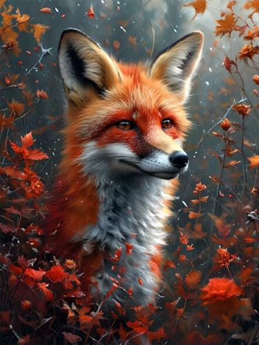 Diamond Painting Erwachsene Groß, 5D Diamond Painting Fuchs, Vollbohrer Diamant Malerei Cross Stickerei Kits, DIY Diamond Painting Herbst Bilder Kinder Mosaikherstellung für Room Decor 100x130 cm K-6 von JIAGUANG