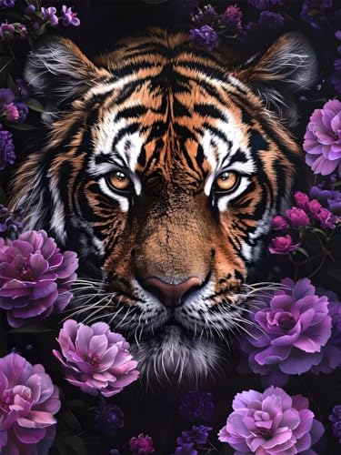 Diamond Painting Erwachsene Groß, 5D Diamond Painting Geheimnis, Vollbohrer Diamant Malerei Cross Stickerei Kits, DIY Diamond Painting Tiger Bilder Kinder Mosaikherstellung für Room Decor 60x80 cm T-0 von JIAGUANG