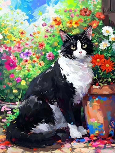 Diamond Painting Erwachsene Groß, 5D Diamond Painting Katze, Vollbohrer Diamant Malerei Cross Stickerei Kits, DIY Diamond Painting Tier Bilder Kinder Mosaikherstellung für Room Decor 100x130 cm I-7 von JIAGUANG