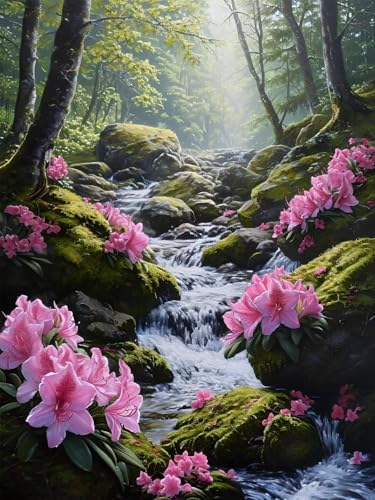 Diamond Painting Erwachsene Groß, 5D Diamond Painting Landschaft, Vollbohrer Diamant Malerei Cross Stickerei Kits, DIY Diamond Painting Blume Bilder Mosaikherstellung für Room Decor 40x50 cm E-0 von JIAGUANG