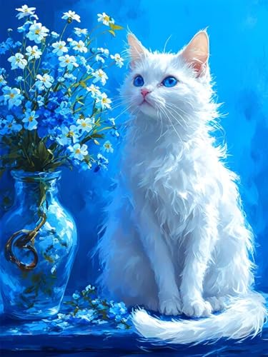 Diamond Painting Erwachsene Groß, 5D Diamond Painting Niedlich, Vollbohrer Diamant Malerei Cross Stickerei Kits, DIY Diamond Painting Katze Bilder Kinder Mosaikherstellung für Room Decor 40x50 cm R-5 von JIAGUANG