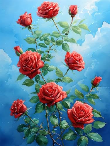 Diamond Painting Erwachsene Groß, 5D Diamond Painting Rose, Vollbohrer Diamant Malerei Cross Stickerei Kits, DIY Diamond Painting Anlage Bilder Kinder Mosaikherstellung für Room Decor 40x50 cm D-4 von JIAGUANG