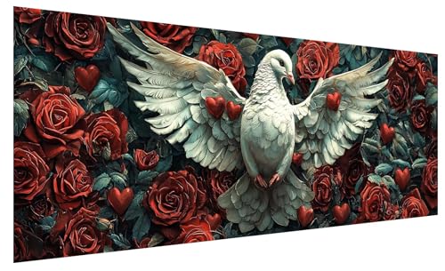 Diamond Painting XXL Rose, Groß Diamond Painting Bilder Erwachsene Friedenstaube, 5D DIY Full Drill Kristall Strass Mosaikherstellung Bastelset für Deko Wohnzimmer, Geschenke für Frauen 100x40cm K-24 Diamond Painting XXL Rose, Groß Diamond Painting Bilder Erwachsene Friedenstaube, 5D DIY Full Drill Kristall Strass Mosaikherstellung Bastelset für Deko Wohnzimmer, Geschenke für Frauen 100x40cm K-24 von JIAGUANG