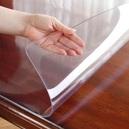Innen Kitchen Tischdecke Transparent Tischfolie für Außen Dicke 1.5mm PVC Transparent Abwaschbar Tischschutz for Garten/Esszimmer/Büro von JIAJUTUI001