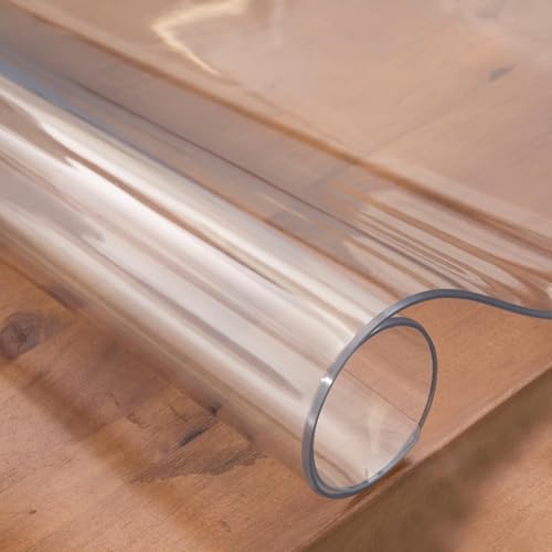 Tischdecke PVC Tischfolie als Transparenter Tischschutz 1mm,Verschiedene Größen, Nach Maß Couchtische Wasserdicht Schutztischdecke Verbrühungssicherer Folie von JIAJUTUI001