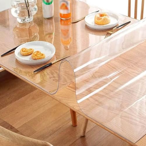 Tischschoner PVC Transparent,Abwaschbare Transparente Folie,Tischfolie Transparent Nach Maß Durchsichtiger 1.5mm Dicke Transparente Tischdecke für Garten,Esszimmer,Büro (40x70cm) von JIAJUTUI001