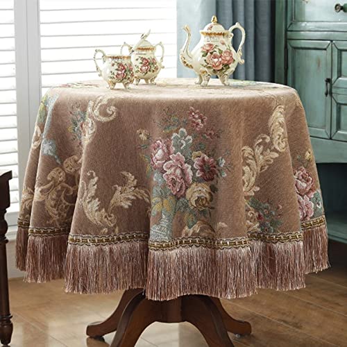 JIALIANG Jacquard Brokat Tischdecke aus Leinen und Baumwolle Tischdecke, verwendet für die Dekoration der Küche zu Hause, Gourmet, Hochzeit, Party,160cm(Round) von JIALIANG