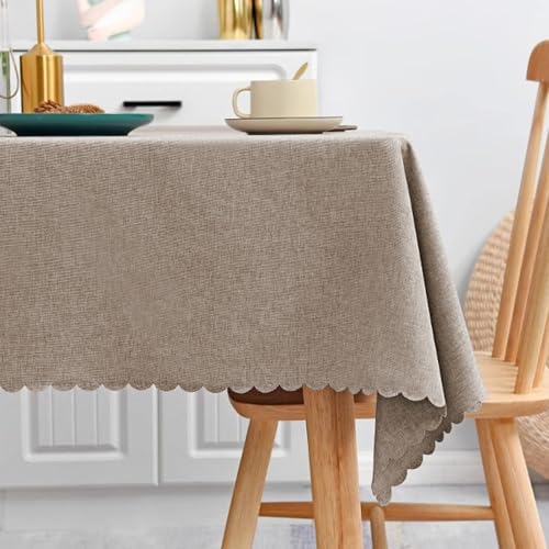 JIALIANG Table Cloth 110 x 160 cm Khaki Baumwolle und Leinen Tischtuch Couchtisch Tischdecke Gartentischdecke Abwaschbar Küchentischabdeckung für Speisetisch von JIALIANG