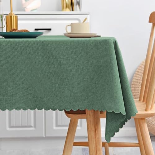 JIALIANG Table Cloth 120 x 170 cm dunkelgrün Baumwolle und Leinen Tischtuch Couchtisch Tischdecke Gartentischdecke Abwaschbar Küchentischabdeckung für Speisetisch von JIALIANG