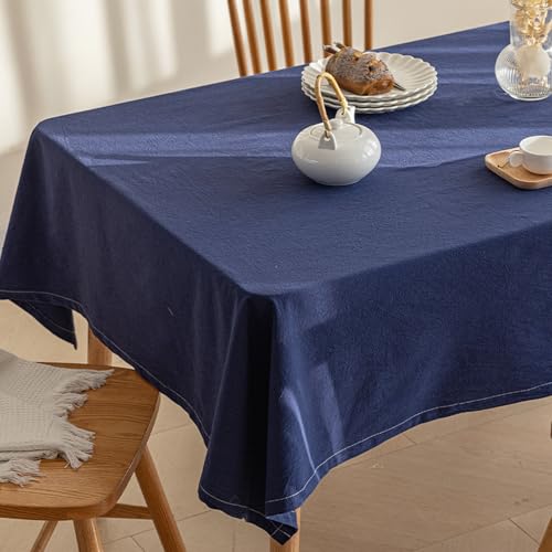 JIALIANG Table Cloth 135 x 250 cm Nicht wasserdichte Tischdecke Blau Tischdecken Baumwolle Leinen Tischtuch Geeignet für Home Küche Dekoration Tischtuch Tischwäsche von JIALIANG