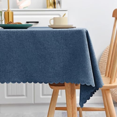 JIALIANG Table Cloth 140 x 140 cm dunkelblau Baumwolle und Leinen Tischtuch Couchtisch Tischdecke Gartentischdecke Abwaschbar Küchentischabdeckung für Speisetisch von JIALIANG