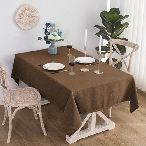 JIALIANG Table Cloth 140 x 220 cm Kaffee Baumwolle und Leinen Tischtuch Couchtisch Tischdecke Gartentischdecke Abwaschbar Küchentischabdeckung für Speisetisch von JIALIANG