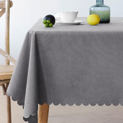 JIALIANG Table Cloth 140 x 260 cm dunkelgrau Leinenoptik Tischtuch Wasserabweisend Tischdecke, für Home Küche Dekoration von JIALIANG