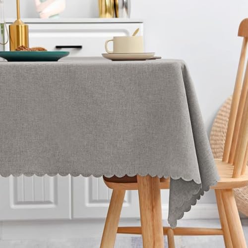 JIALIANG Table Cloth 90 x 140 cm hellgrau Baumwolle und Leinen Tischtuch Couchtisch Tischdecke Gartentischdecke Abwaschbar Küchentischabdeckung für Speisetisch von JIALIANG