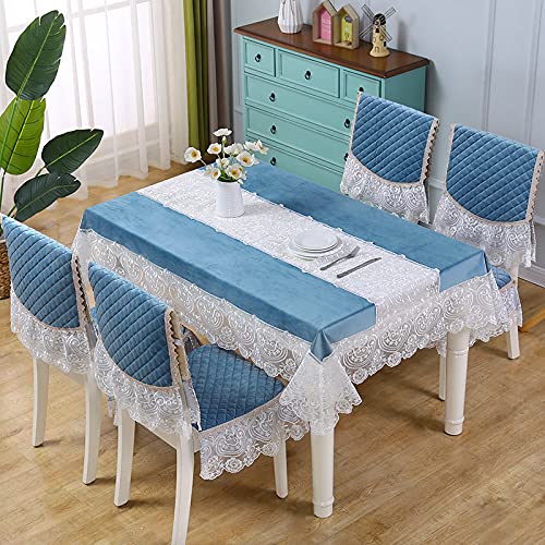 JIALIANG Tablecloth blau 120x120cm Tischdecke aus Samt Tischdecke Wachstuch abwaschbar Wachstuchtischdecke Wachstischdecke von JIALIANG