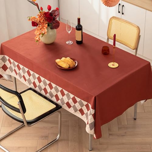 JIALIANG Tischdecke Leinenoptik 140 x 140 cm Rot Jacquard Brokat Tischdecke aus Leinen und Baumwolle Tischdecke, verwendet für die Dekoration der Küche zu Hause, Gourmet, Hochzeit, Party von JIALIANG