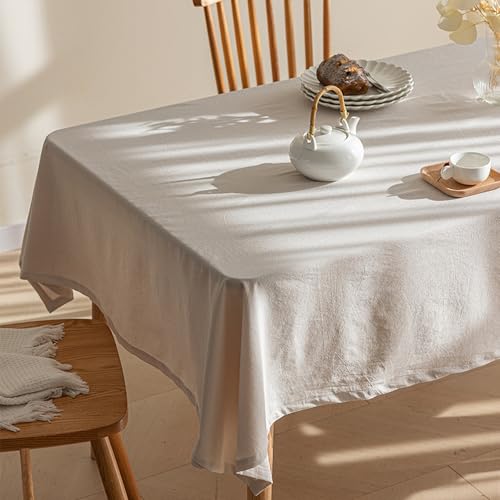 JIALIANG Tischtuch Leinen 80 x 135 cm Nicht wasserdichte Tischdecke Beige Tischdecke Abwaschbar Tischtuch Baumwolle Leinen Gestickt Quaste Tischdecken Tischabdeckung für Speisetisch Küchentisch von JIALIANG