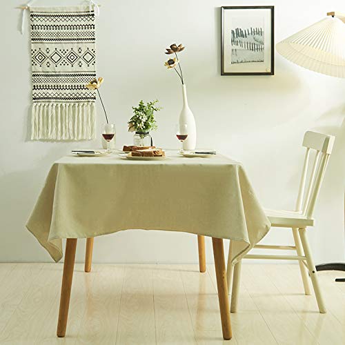 JIALIANG Wasserabweisend Tischwäsche Beige 140x140cm Tischtuch, Table Cloth, wasserdichte Tischdecke für Party von JIALIANG