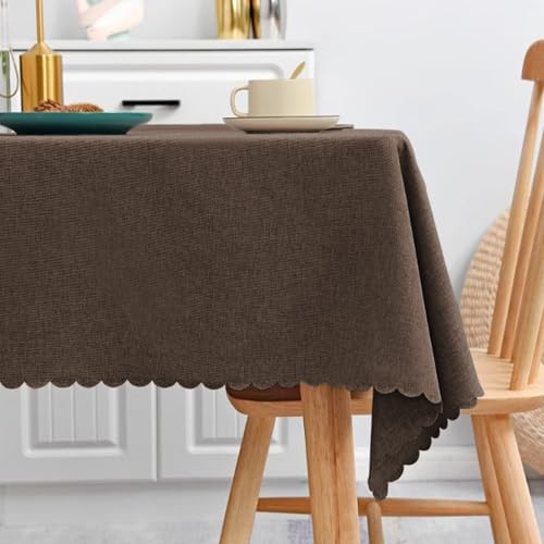 JIALIANG tischdecke leinen 140 x 260 cm Kaffee Baumwolle und Leinen Tischtuch Couchtisch Tischdecke Gartentischdecke Abwaschbar Küchentischabdeckung für Speisetisch von JIALIANG