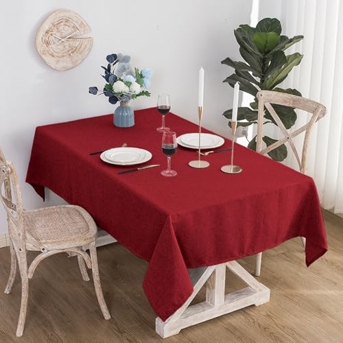 JIALIANG tischdecke leinen 40 x 60 cm Rot Leinenoptik Tischtuch Wasserabweisend Tischdecke, für Home Küche Dekoration von JIALIANG