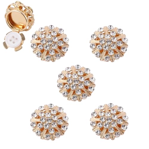 JIALING Rhinestone Button Covers, Button Covers Rhinestone, Detachable Shirt Button Clips Buttons Jewelry, No Sew Instant Button Clip, for Dress Suit Tux Shirt Accessories (B 5Pcs) von JIALING