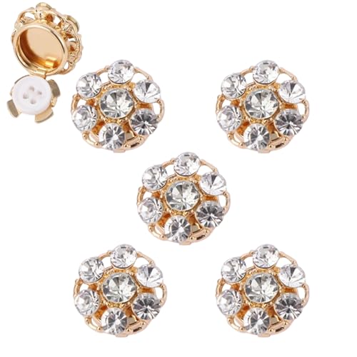 JIALING Rhinestone Button Covers, Button Covers Rhinestone, Detachable Shirt Button Clips Buttons Jewelry, No Sew Instant Button Clip, for Dress Suit Tux Shirt Accessories (C 5Pcs) von JIALING