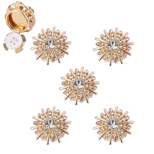 JIALING Rhinestone Button Covers, Button Covers Rhinestone, Detachable Shirt Button Clips Buttons Jewelry, No Sew Instant Button Clip, for Dress Suit Tux Shirt Accessories (D 5Pcs) von JIALING