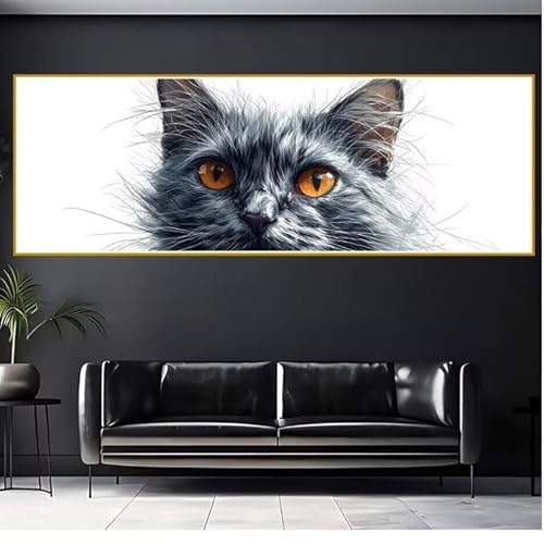 5D Diamond Painting Erwachsene Groß XXL 100x300cm Katze Diamant Painting Bilder Tier Diamond Painting Zubehör Full, DIY Crystal Mosaikherstellung, Wanddeko, Geschenke für Frauen, Weihnachten C-2 von JIANFREY