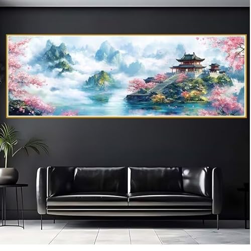 5D Diamond Painting Erwachsene Groß XXL 100x300cm Landschaft Diamant Painting Bilder Landschaft Diamond Painting Zubehör Full DIY Mosaikherstellung, Wanddeko, Geschenke für Frauen, Weihnachten T-0 von JIANFREY