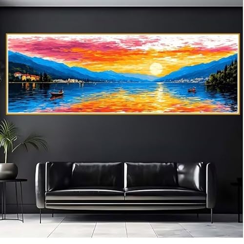 5D Diamond Painting Erwachsene Groß XXL 100x300cm Landschaft Diamant Painting Bilder Sonnenuntergang Diamond Painting Zubehör DIY Mosaikherstellung, Wanddeko, Geschenke für Frauen, Weihnachten O-2 von JIANFREY