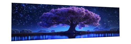 5D Diamond Painting Erwachsene Groß XXL 100x300cm Lila Diamant Painting Bilder Baum Diamond Painting Zubehör Full DIY Crystal Mosaikherstellung, Wanddeko, Geschenke für Frauen, Männer, Weihnachten L-5 von JIANFREY